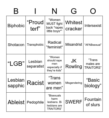 Radical “Feminist” Bingo Card