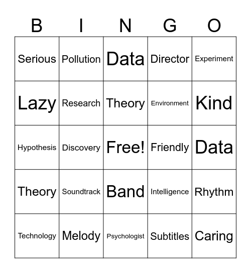 1°ESO Vocabulary 1 Bingo Card