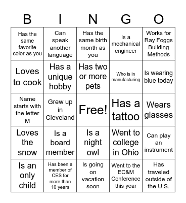 Get To Know You Bingo! Find Someone Who... Bingo Card