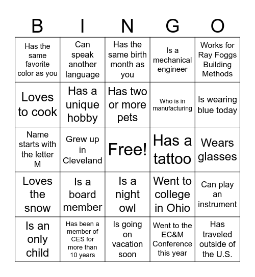 Get To Know You Bingo! Find Someone Who... Bingo Card