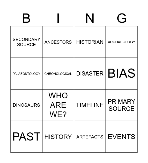 HISTORY BINGO Card