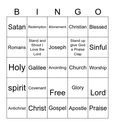 Bible Lingo Bingo Card