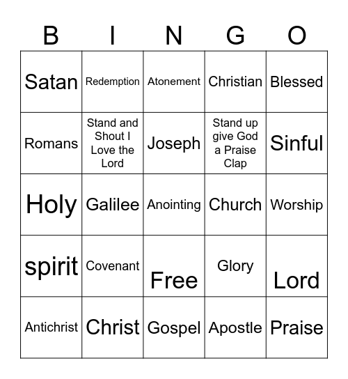 Bible Lingo Bingo Card