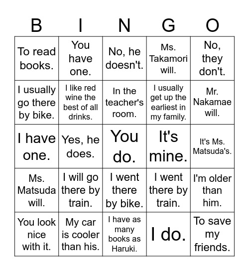 Come a Little Bit Closer, Guys! Bingo Card
