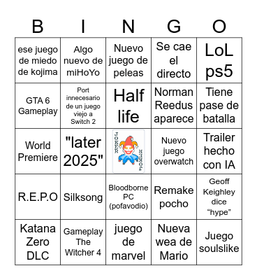 noE3 2025 edición Sakura Bingo Card