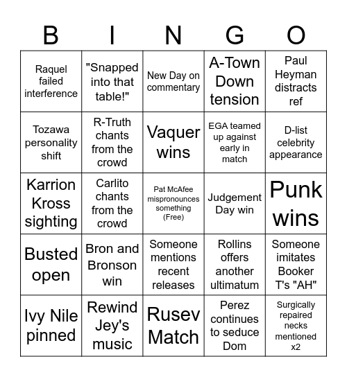 06/02/2025 RAW Bingo Card