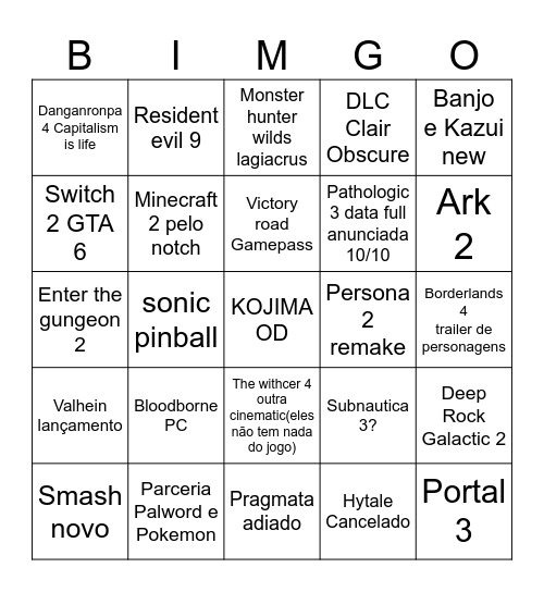 Summer Game Fest - 1berto Bingo Card