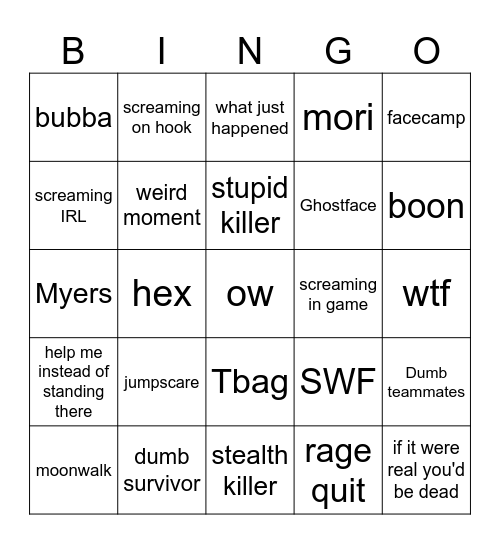 DBDBingo Card