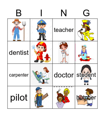 Occupations Bingo Card