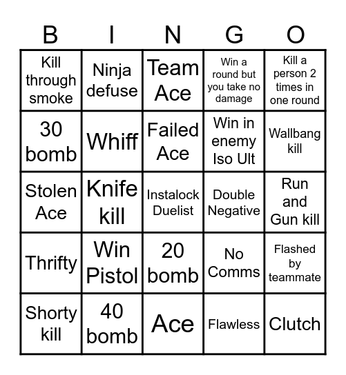 Valorant bingo Card