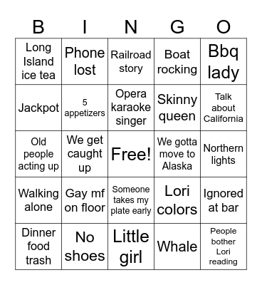 Alaskan streetzzzz Bingo Card