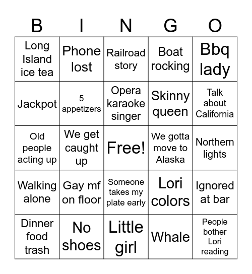 Alaskan streetzzzz Bingo Card