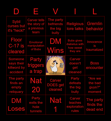 The Devil's Due Episode 2: "Faeth, Denied" Bingo Card
