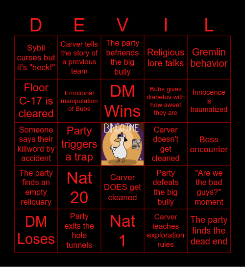 The Devil's Due Episode 2: "Faeth, Denied" Bingo Card