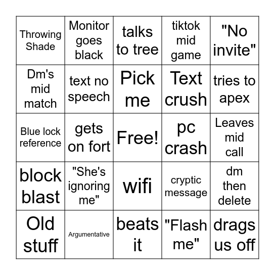 Tree bingo Card