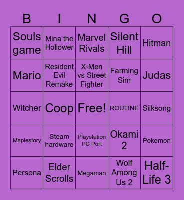 Games Fest Bingo Card