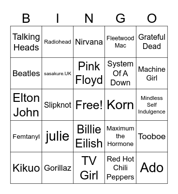August Music Taste Bingo Card