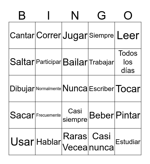 Yo Tengo Que...  Bingo Card