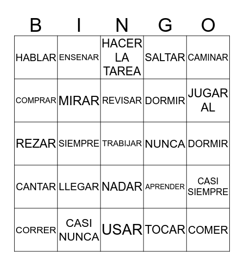 Yo tengo que... Bingo Card