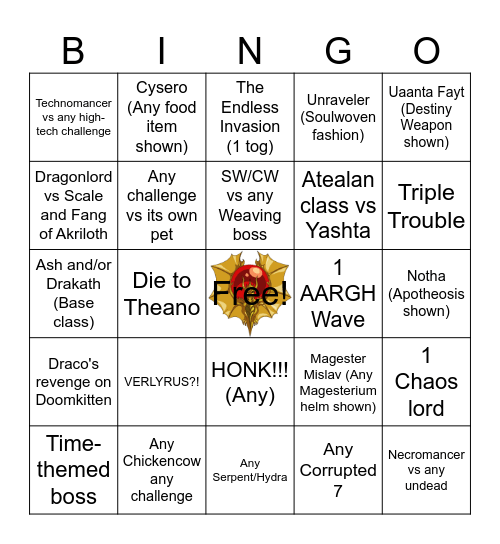 Dragon Circuit Bingo Card