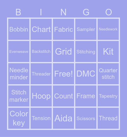 Cross Stitch Bingo Card
