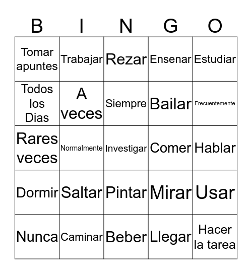 Yo tengo que Bingo Card