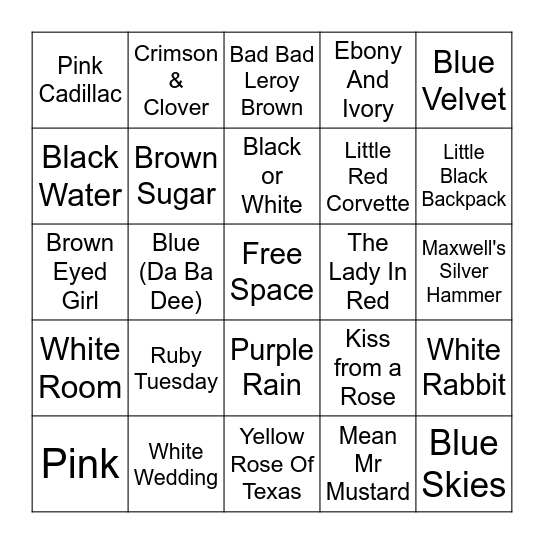 COLORS Bingo Card