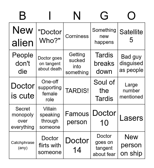 DOCTOR WHO Bingo Card