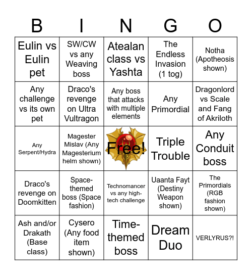 Dragon Circuit Bingo Card