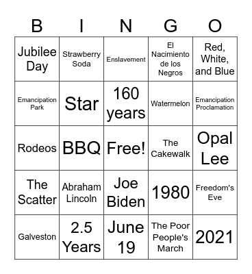 Juneteenth Bingo Card