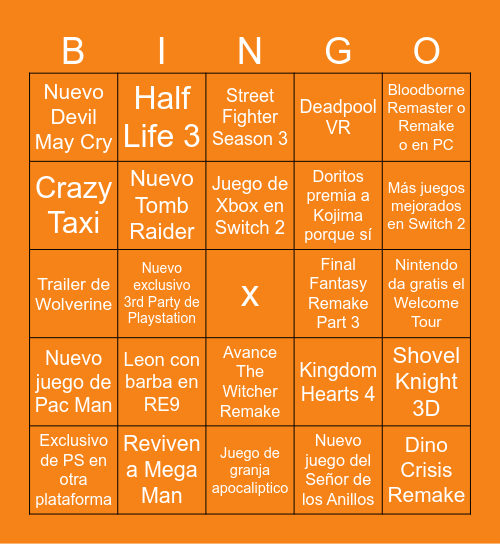 Summer Game Fest Bingo Card