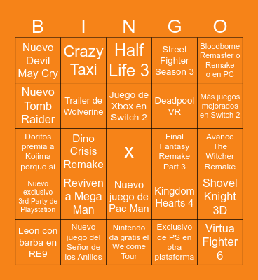 Summer Game Fest Bingo Card