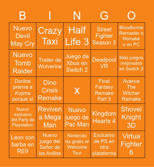Summer Game Fest Bingo Card