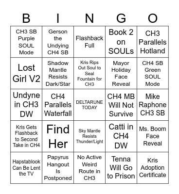 DR Chapters 3 & 4 Bingo Card