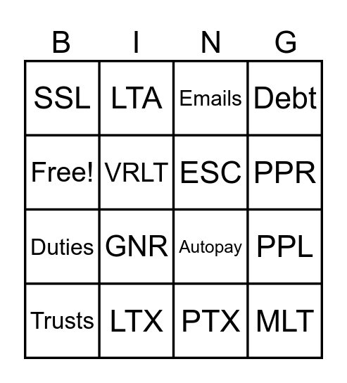 Rolling Phones Bingo Card