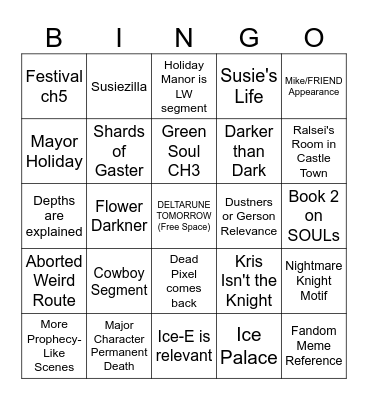 DELTARUNE Bingo Card