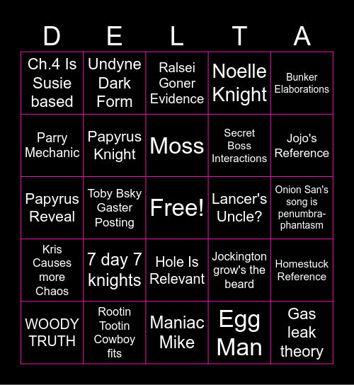 DELTARUNE BINGO Card