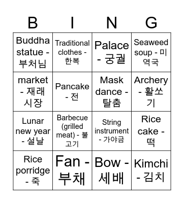 Food Bingo Card