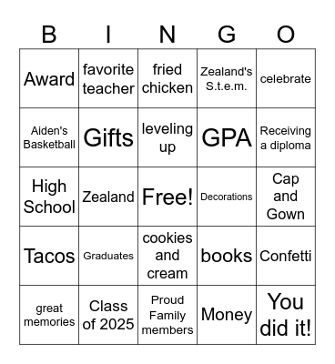 A to Z Bingo Card