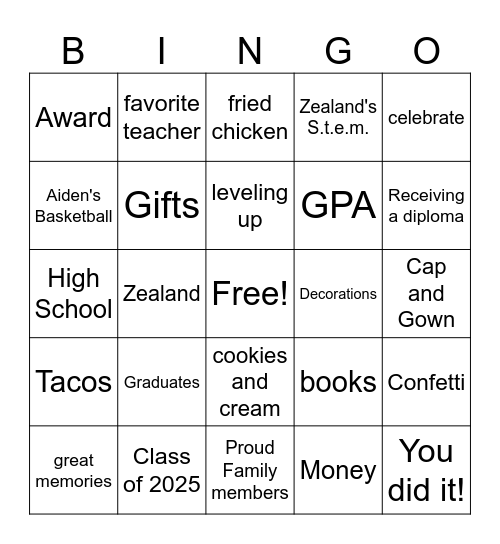 A to Z Bingo Card
