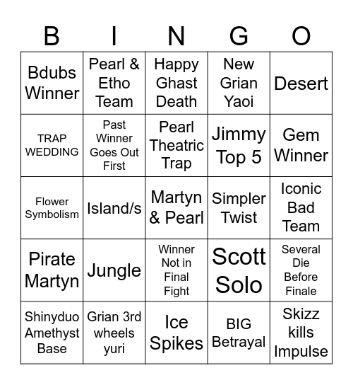 wishlist bingo Card