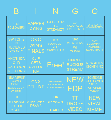 JUNE BINGO Card