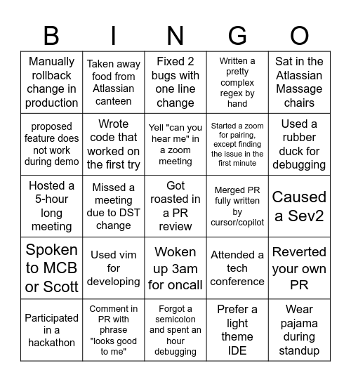 Search teams Bingo Card