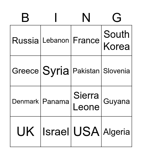 Sovereignity Bingo Card