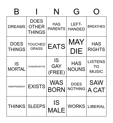 Gay Bingo Card