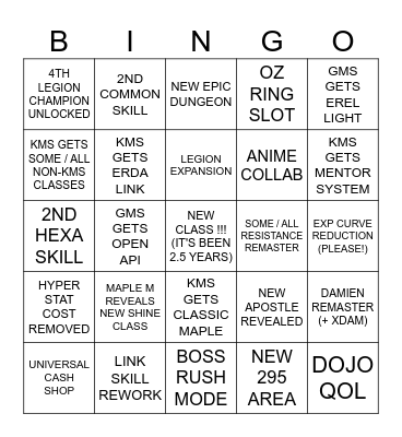 ASSEMBLE Bingo Card