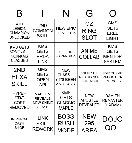 ASSEMBLE Bingo Card