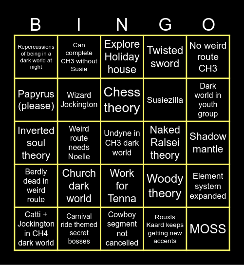 Deltarune CH3+4 Bingo Card