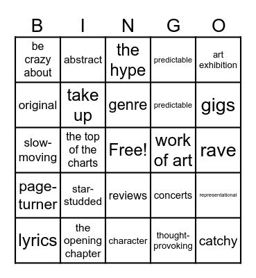 HOBBIES Bingo Card