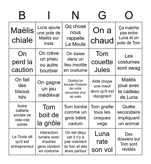 Binguérande Bingo Card